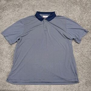 Grand Slam Performance Mens XXL Polo Shirt Navy White Striped Short Sleeve Golf